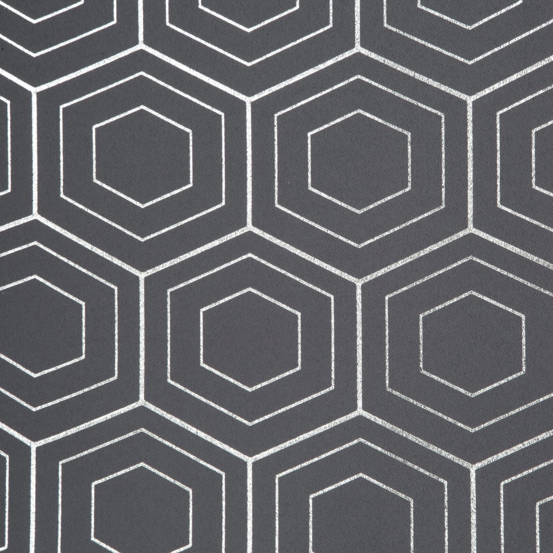Záves 135x250 cm zatemňovací grafitový so striebornou geometrickou potlačou na kovové krúžky