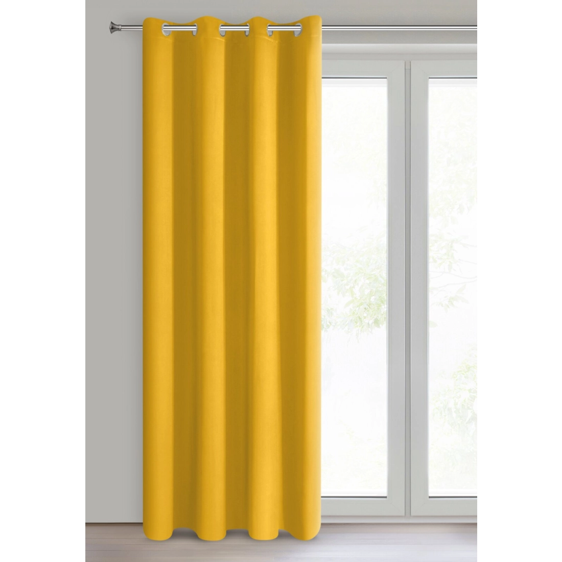 Záves 135x250 cm zatemňovací polyester horčicový na kovové krúžky LOGAN