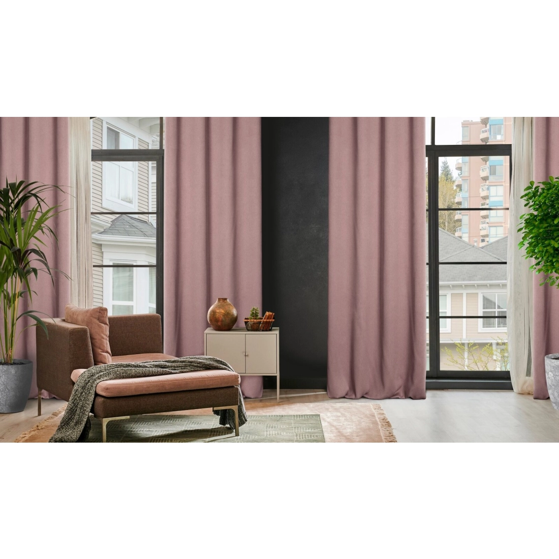 Záves 135x250 cm zatemňovací púdrovoružový na kovové krúžky AMARO