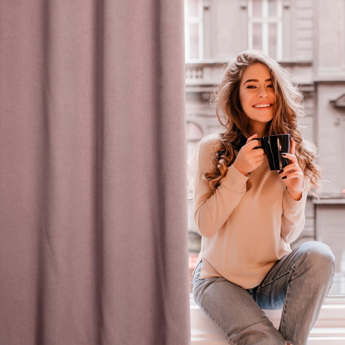 Záves 135x250 cm zatemňovací púdrovoružový na kovové krúžky AMARO