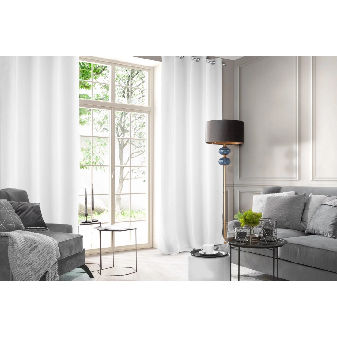 Záves 135x250 cm zatemňujúci biely na kovové krúžky LOGAN