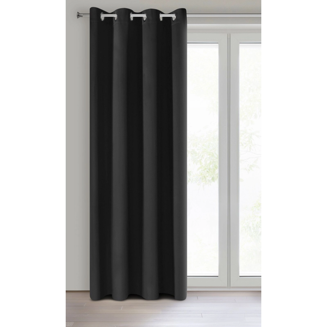 Záves 135x250 cm zatemňujúci čierny na kovové krúžky LOGAN