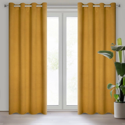 Zatemňovací závěs 135 × 250 cm medový na kovových kroužcích CARLO