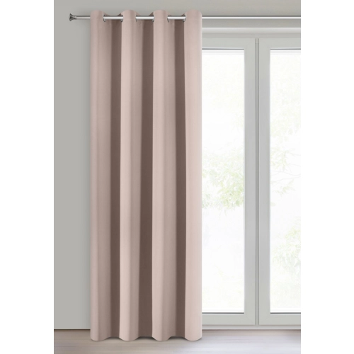 Záves 135x250 cm zatemňujúci polomatný pudrovo ružový na kovové krúžky LOGAN