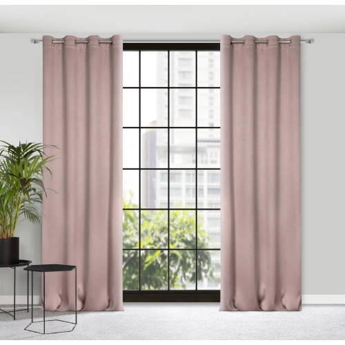 Závěs 135 x 250 cm zatemňovací polyester pudrově růžový na kovových kroužcích CARLO