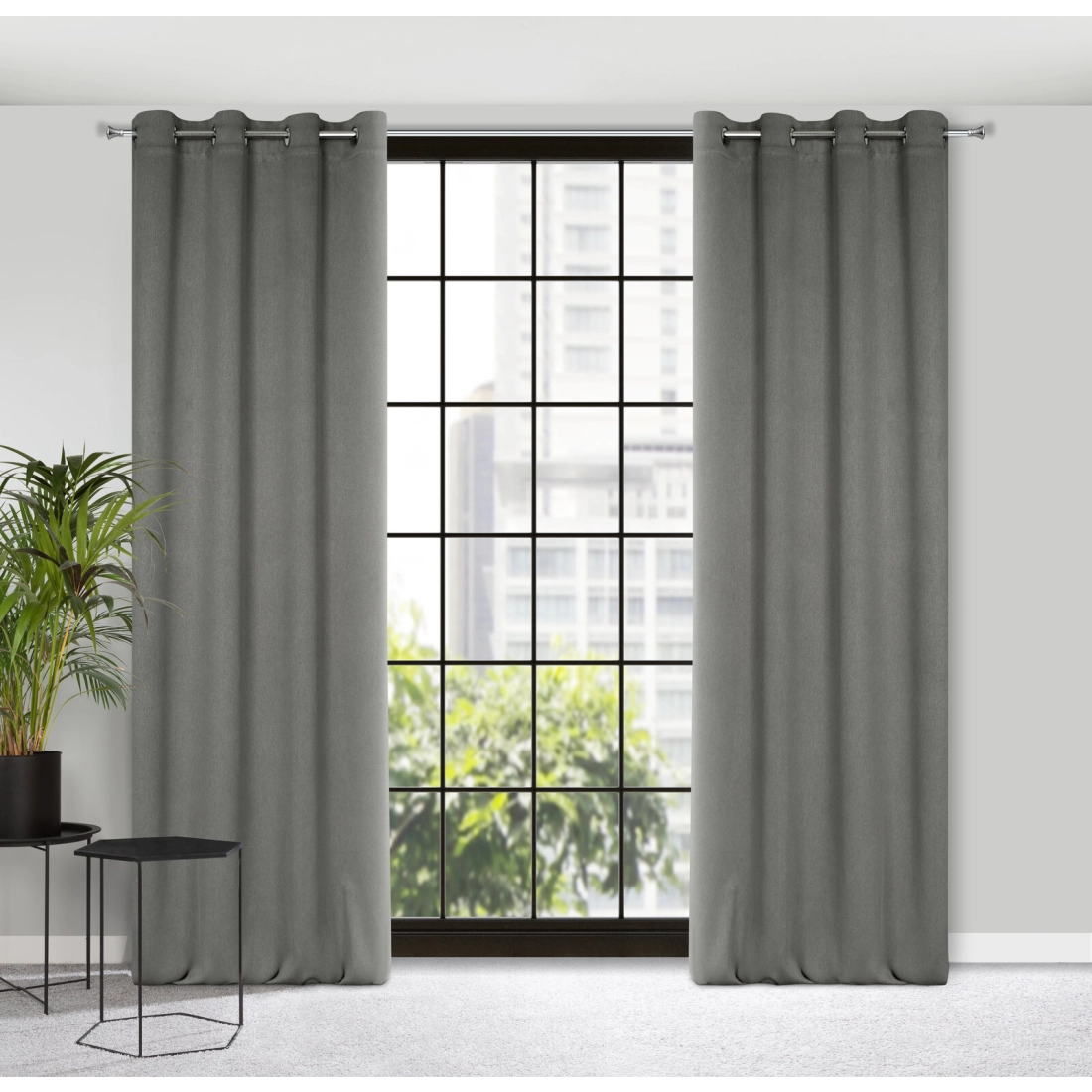 Záves 135x250 cm zatemňujúci sivý na kovové krúžky CARLO