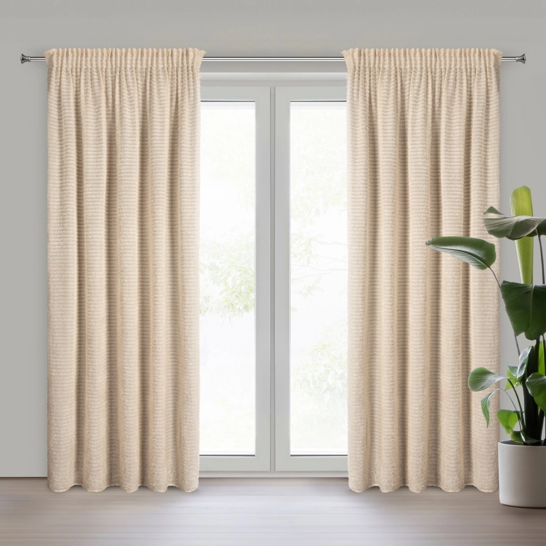 Záves 135x270 cm šifónový béžový na riasiacu pásku REINA Eva Minge