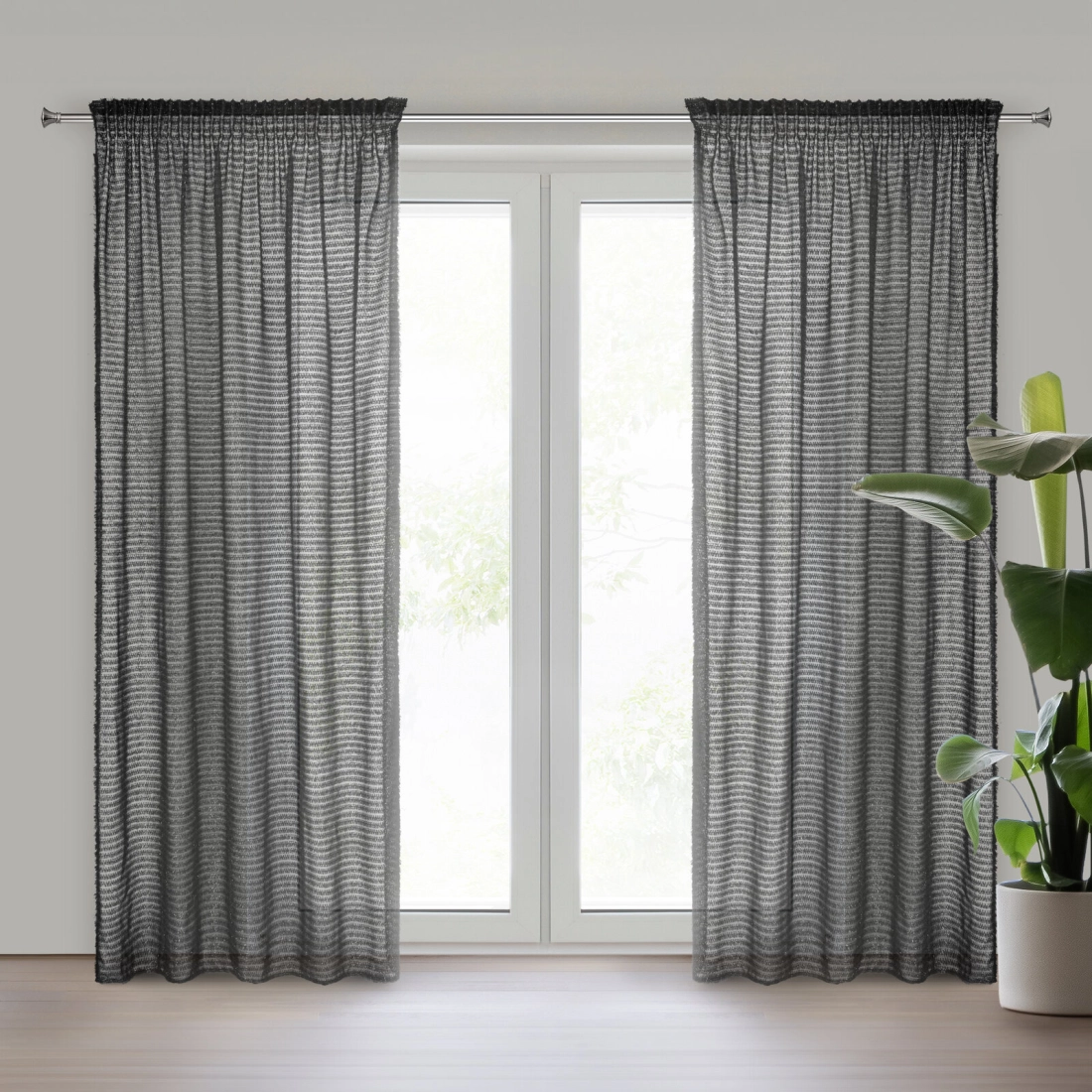 Záves 135x270 cm šifónový čierny na riasiacu pásku REINA Eva Minge