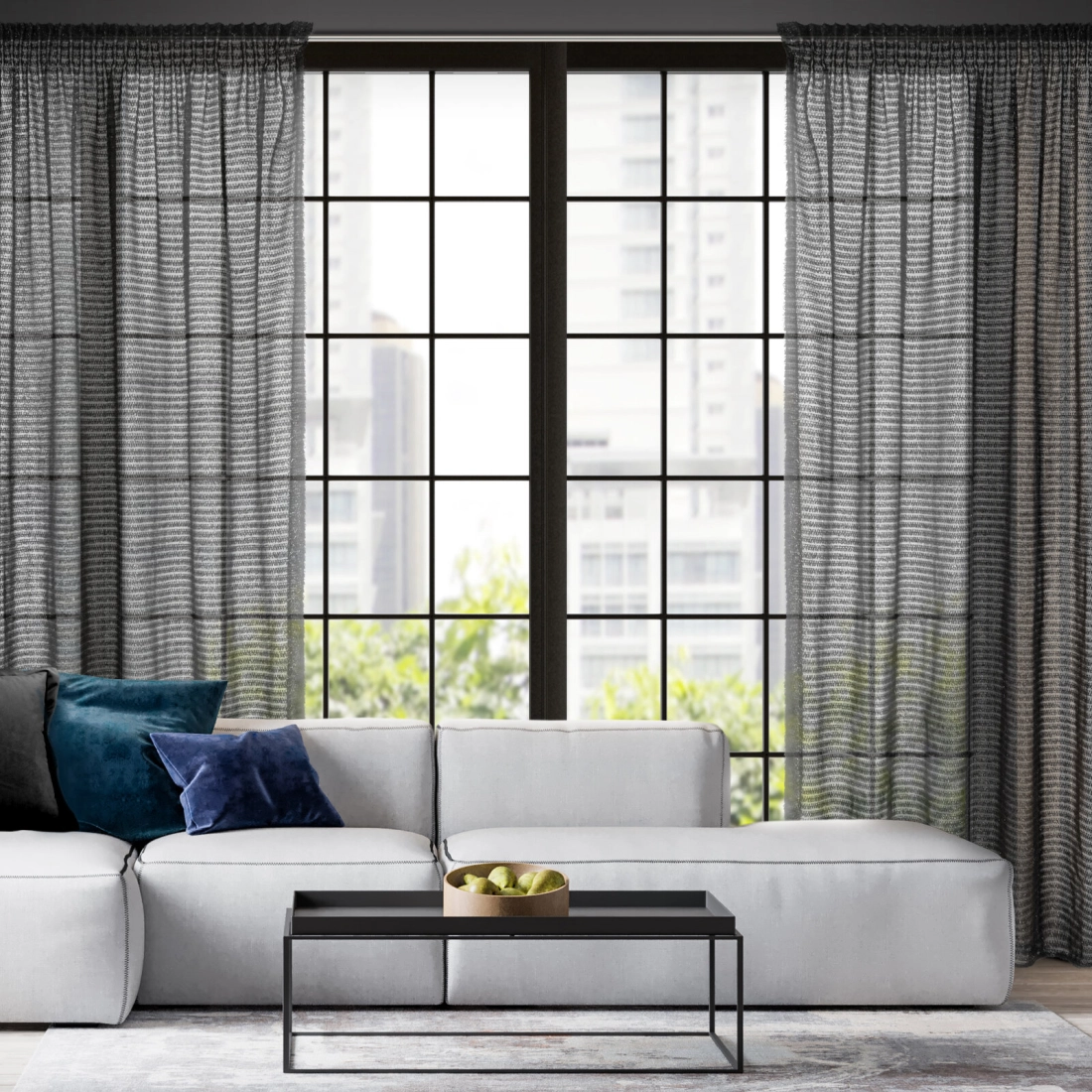 Záves 135x270 cm šifónový čierny na riasiacu pásku REINA Eva Minge