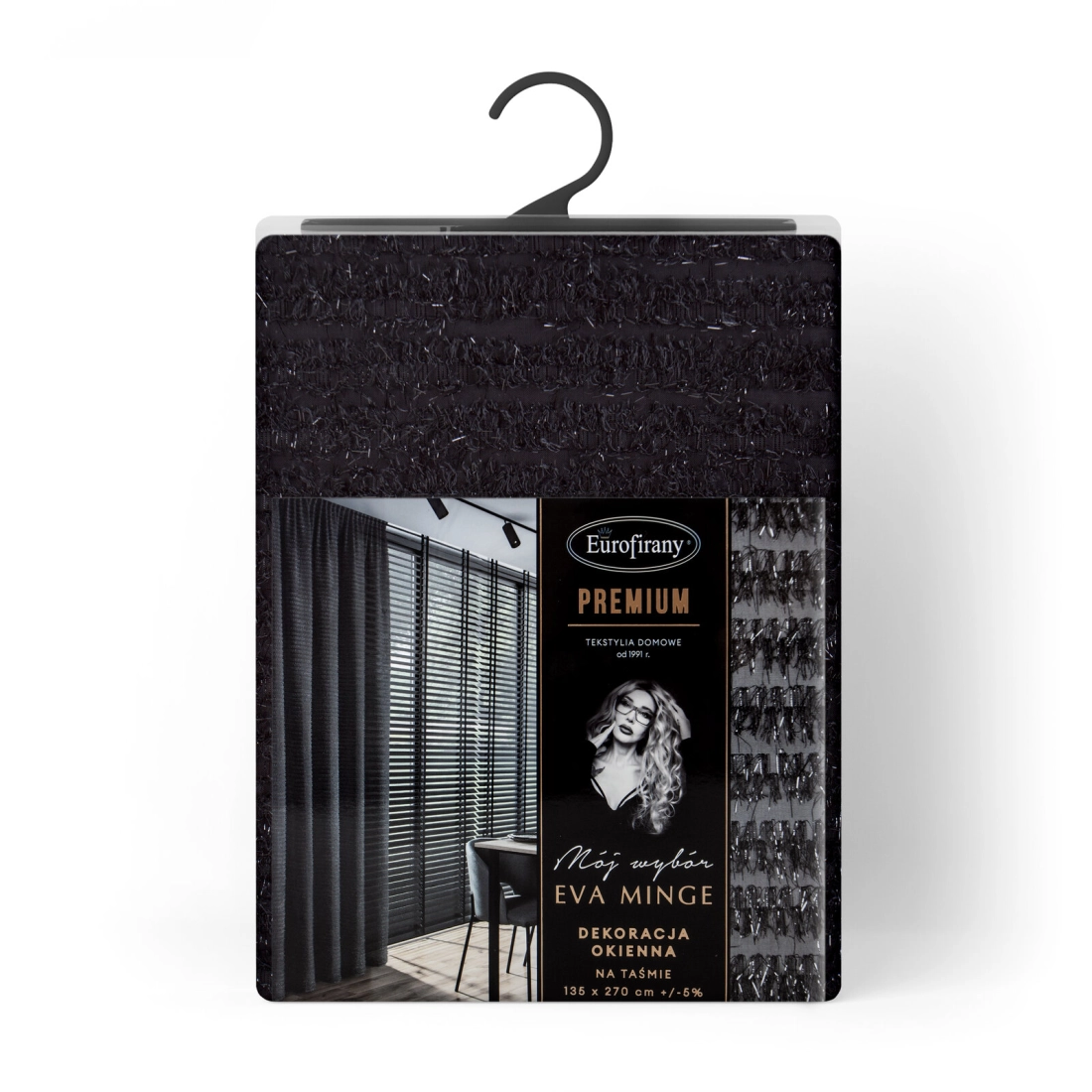 Záves 135x270 cm šifónový čierny na riasiacu pásku REINA Eva Minge