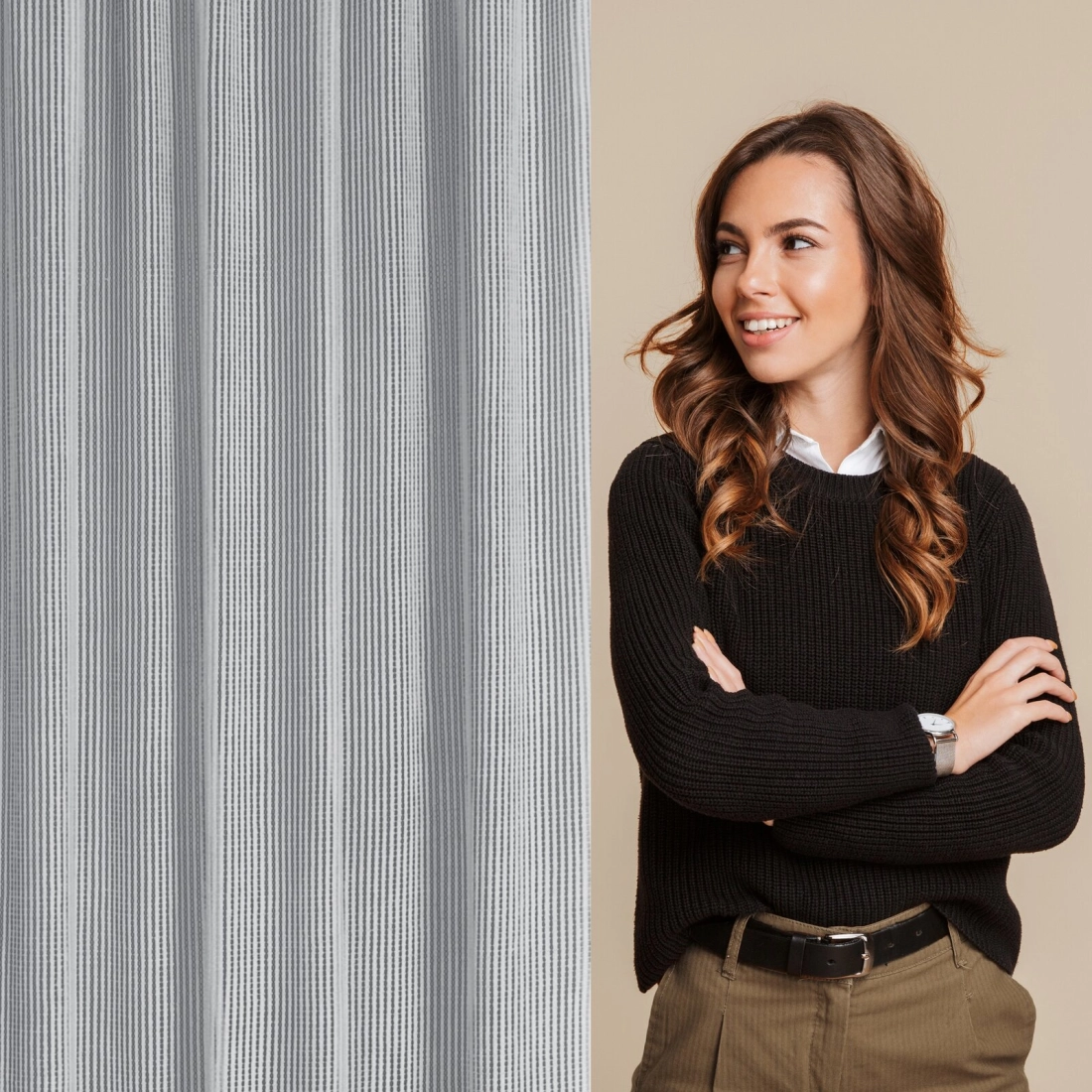 Záves 135x270 cm strieborný na riasiacu pásku REGINA