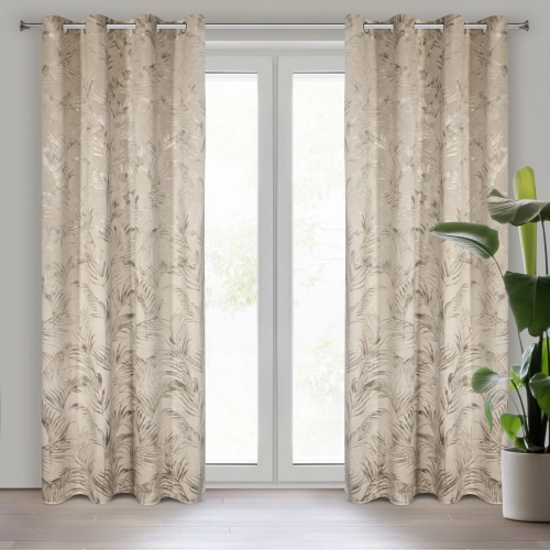 Záves 135x270 cm zamatový béžový šampanský na kovové krúžky DEBRA