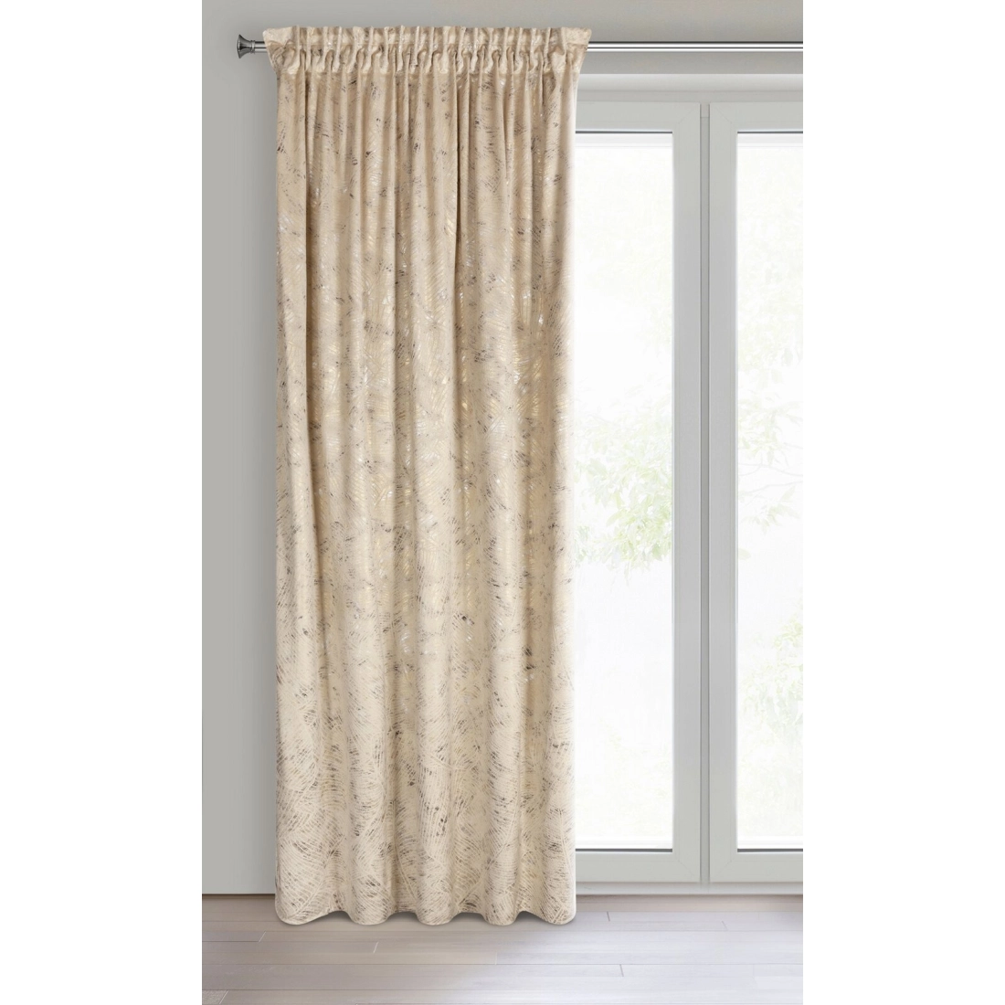 Záves 135x270 cm zamatový béžový šampanský taśma/tunel/žabki TULIA