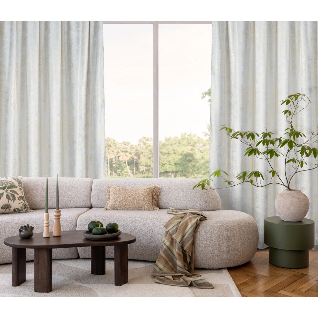 Záves 135x270 cm zamatový bielo šampanský na riasiacu pásku AVENA