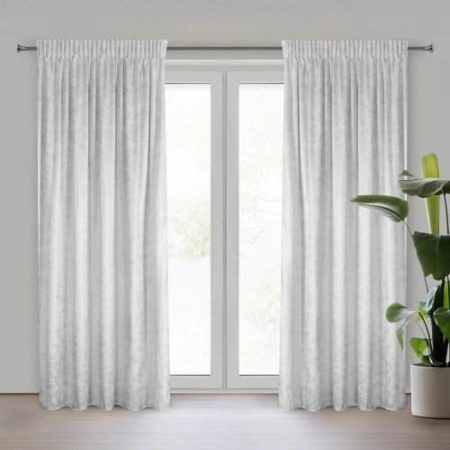 Záves 135x270 cm zamatový bielo strieborný na riasiacu pásku AVENA