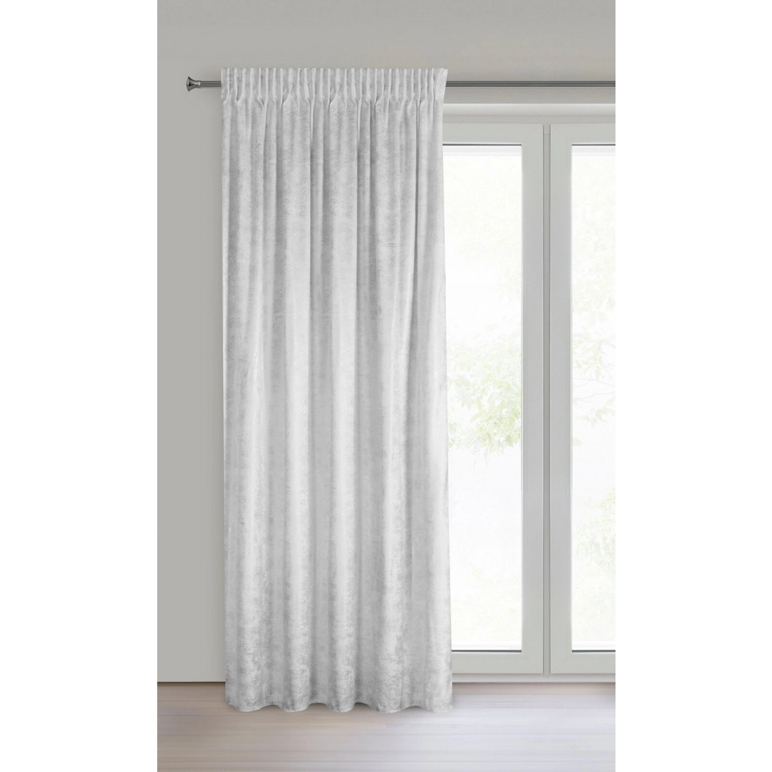 Záves 135x270 cm zamatový bielo strieborný na riasiacu pásku AVENA