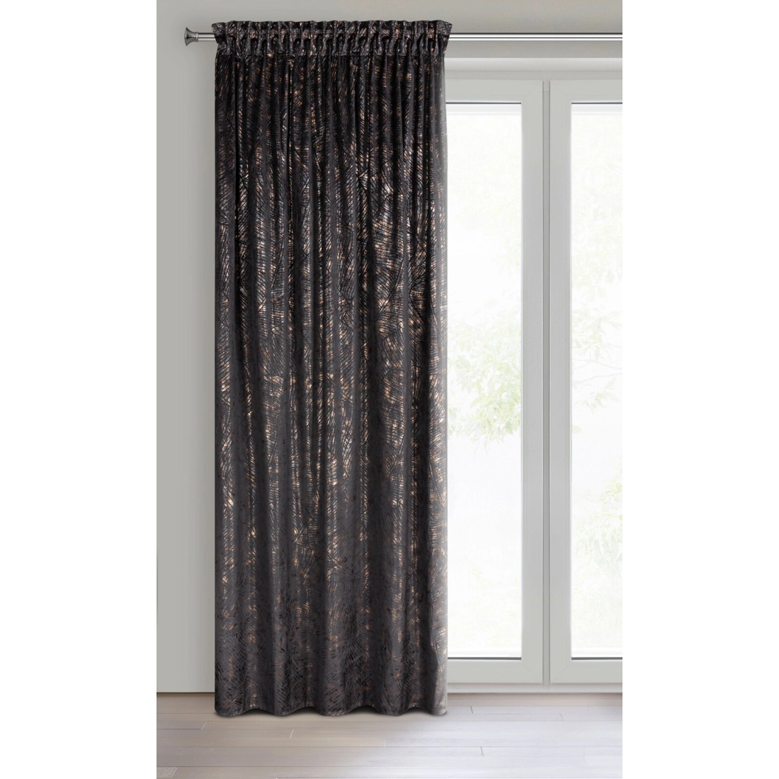 Záves 135x270 cm zamatový čierno šampanský na riasiacu pásku TULIA