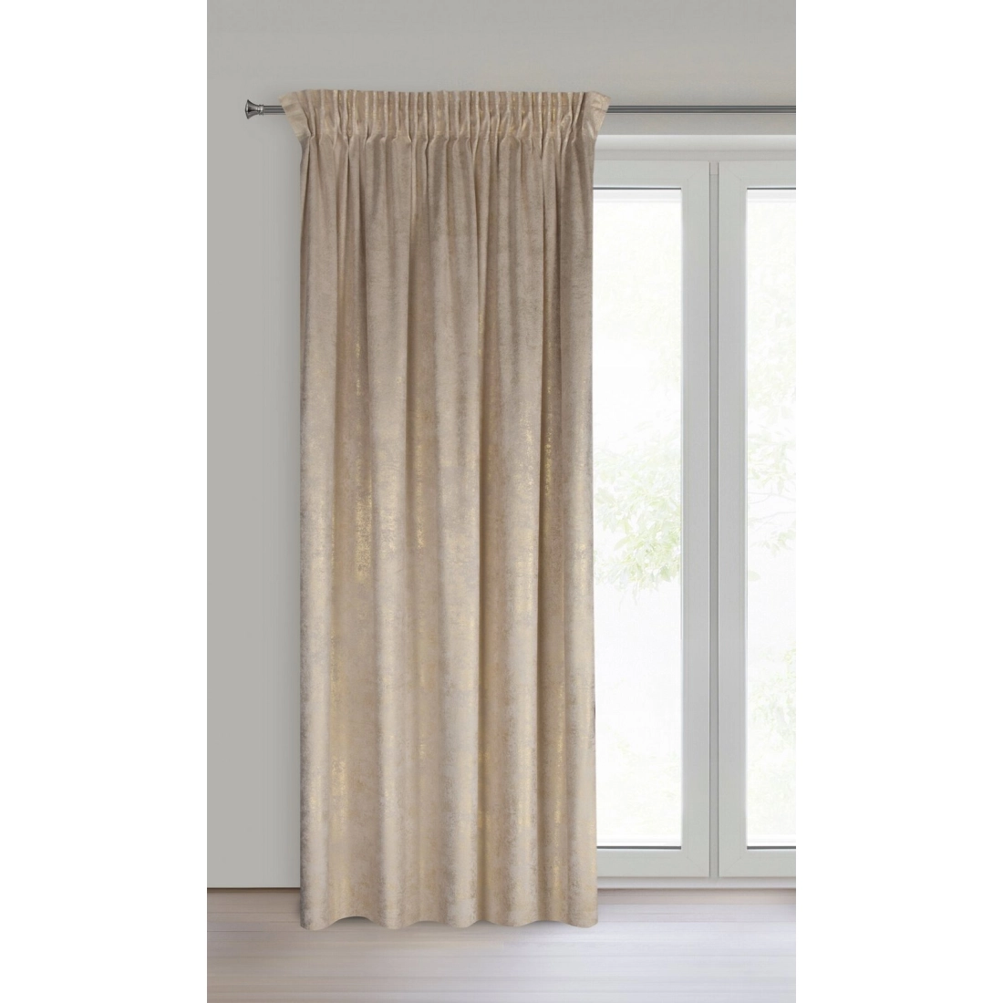 Záves 135x270 cm zamatový krémový strieborný na riasiacu pásku AVENA