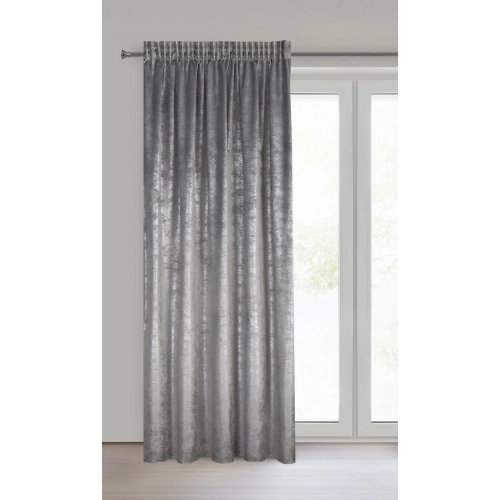 Záves 135x270 cm zamatový oceľový strieborný na riasiacu pásku AVENA