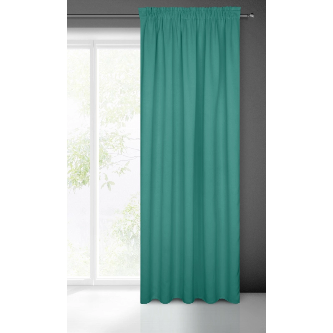 Záves 135x270 cm zatemňovací tyrkysový na riasiacu pásku LOGAN