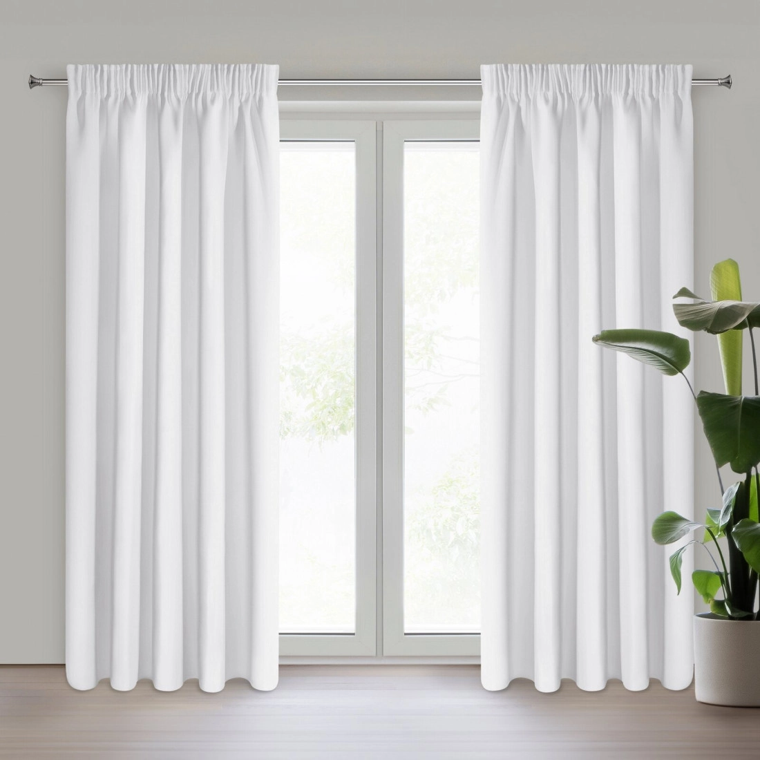 Záves 135x270 cm zatemňujúci biely na riasiacu pásku ADLEY