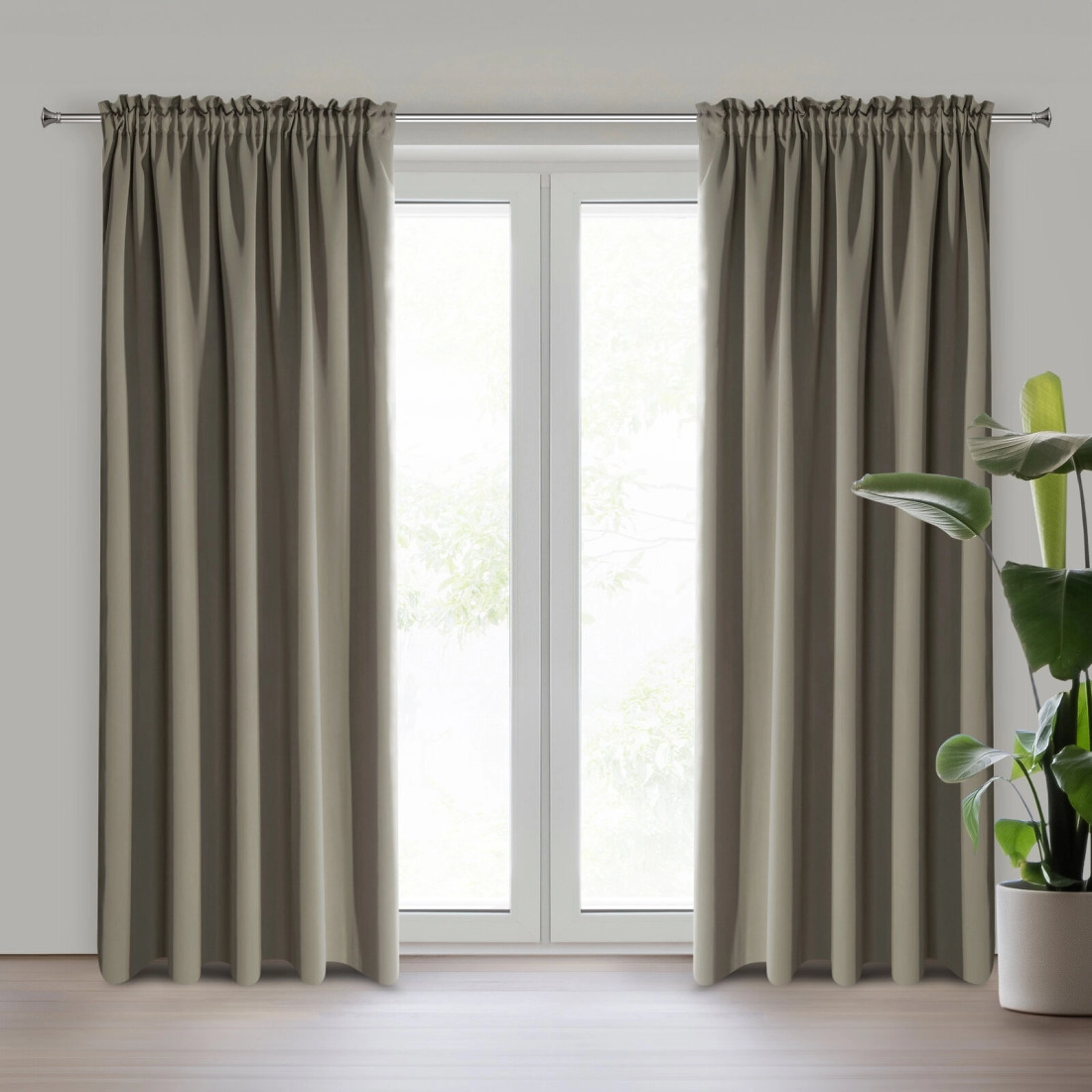 Záves 135x270 cm zatemňujúci matný tmavobéžový na riasiacu pásku ADLEY