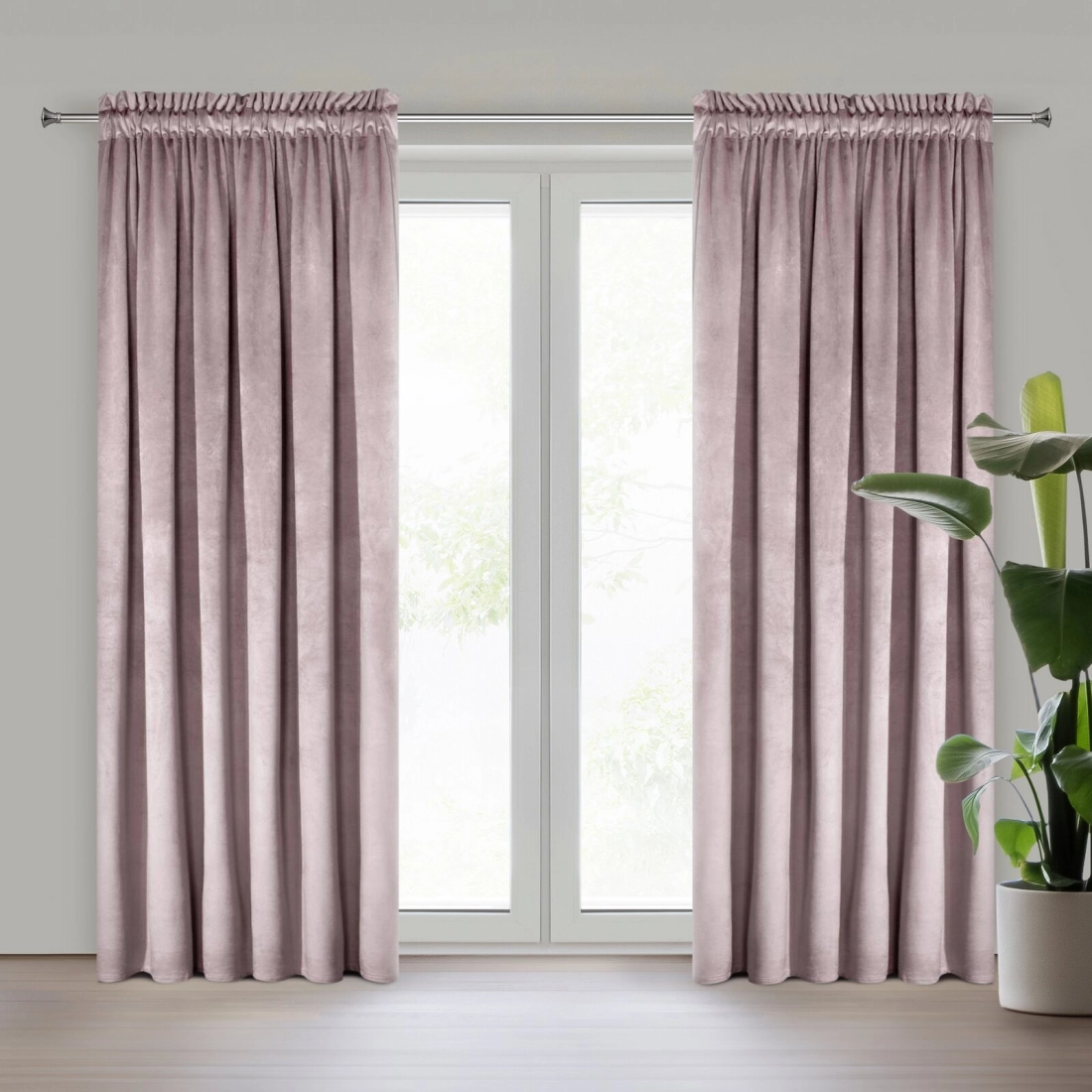 Záves 135x300 cm zamatový púdrovo ružový na riasiacu pásku ROSA Design 91