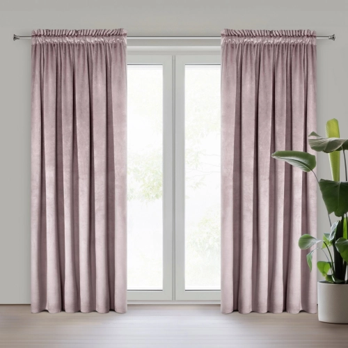 Záves 135x300 cm zamatový púdrovo ružový na riasiacu pásku ROSA Design 91