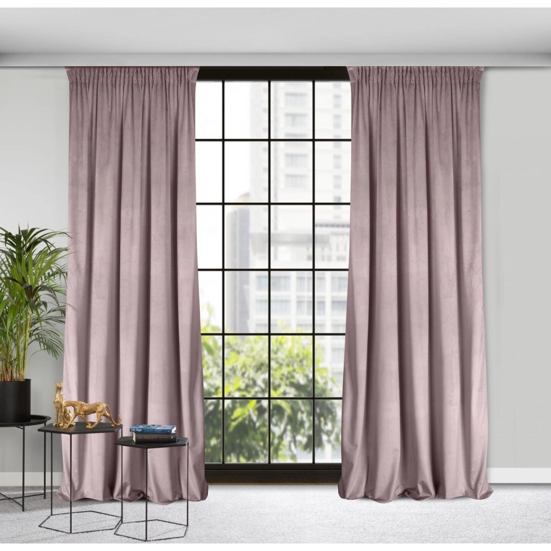 Záves 135x300 cm zamatový púdrovo ružový na riasiacu pásku ROSA Design 91