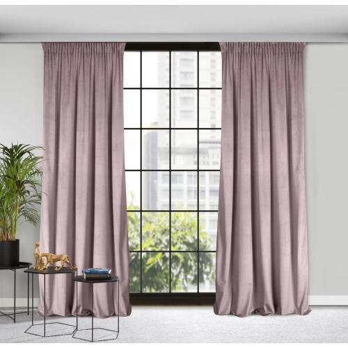 Záves 135x300 cm zamatový púdrovo ružový na riasiacu pásku ROSA Design 91