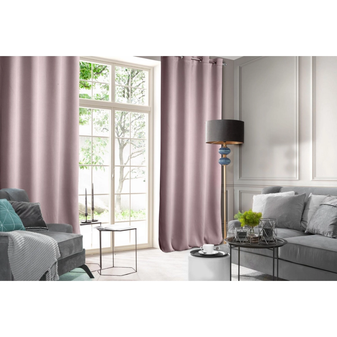 Záves 135x300 cm zamatový púdrovo ružový na riasiacu pásku ROSA Design 91