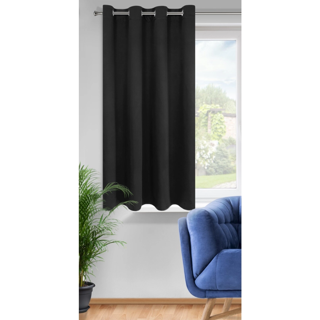 Záves 140x175 cm čierny zatemňujúci matný na kovové krúžky LOGAN