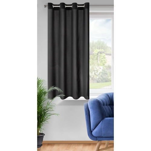 Záves 140x175 cm matný čierny na kovové krúžky RITA