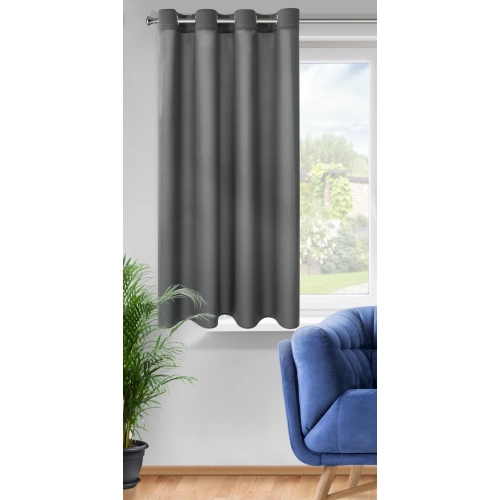 Záves 140x175 cm matný grafitový na kovové krúžky RITA