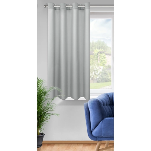 Záves 140x175 cm matný strieborný na kovové krúžky RITA