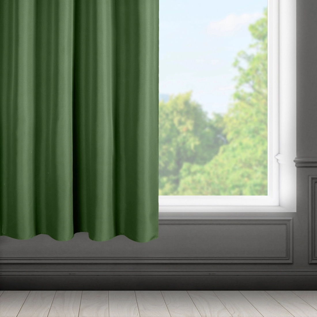 Záves 140x175 cm matný tmavozelený na riasiacu pásku RITA