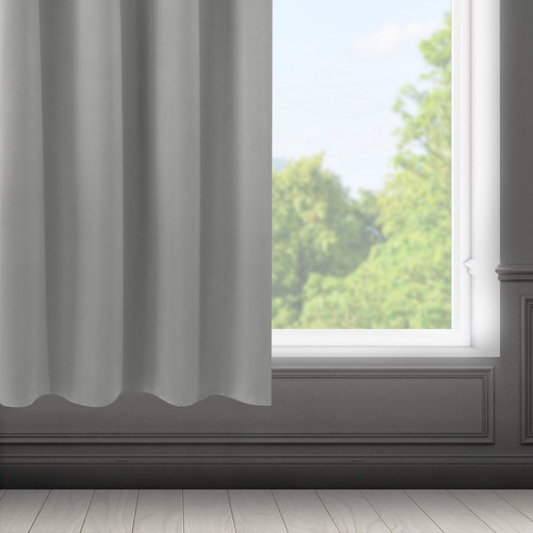 Záves 140x175 cm sivý zatemňujúci matný na kovové krúžky LOGAN