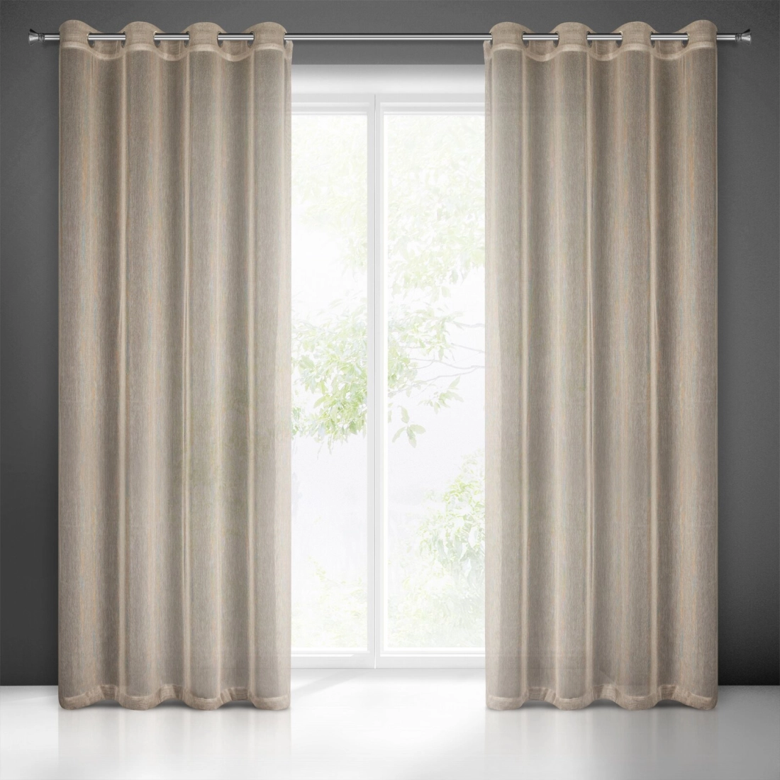 Záves 140x250 cm béžový na kovové krúžky ADELA