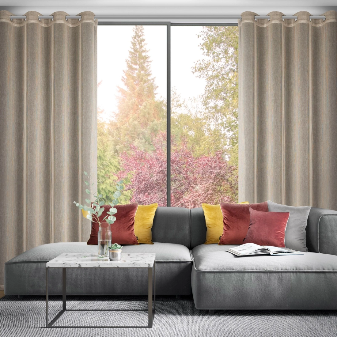 Záves 140x250 cm béžový na kovové krúžky ADELA