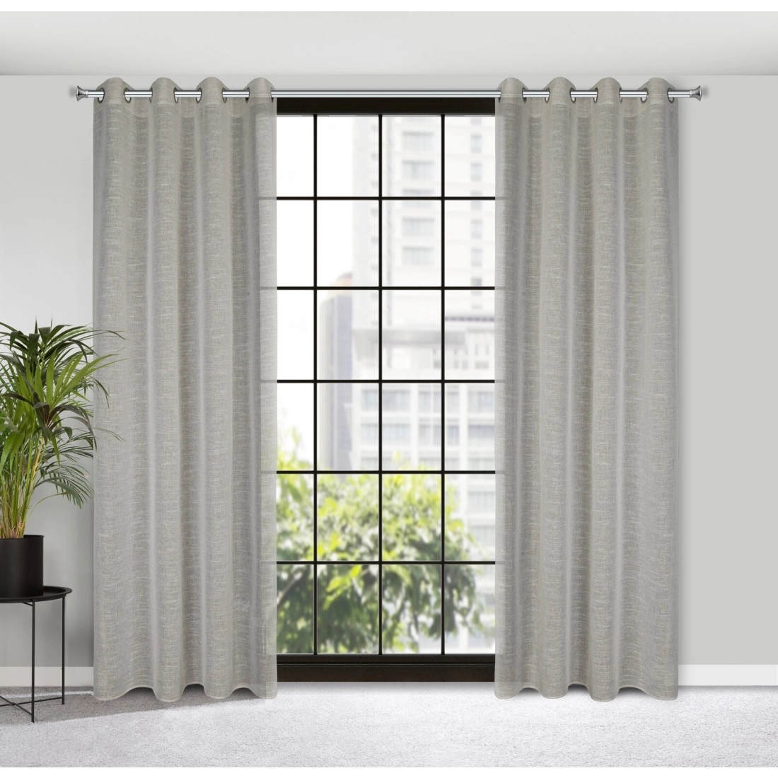 Záves 140x250 cm béžový na kovové krúžky AMARI