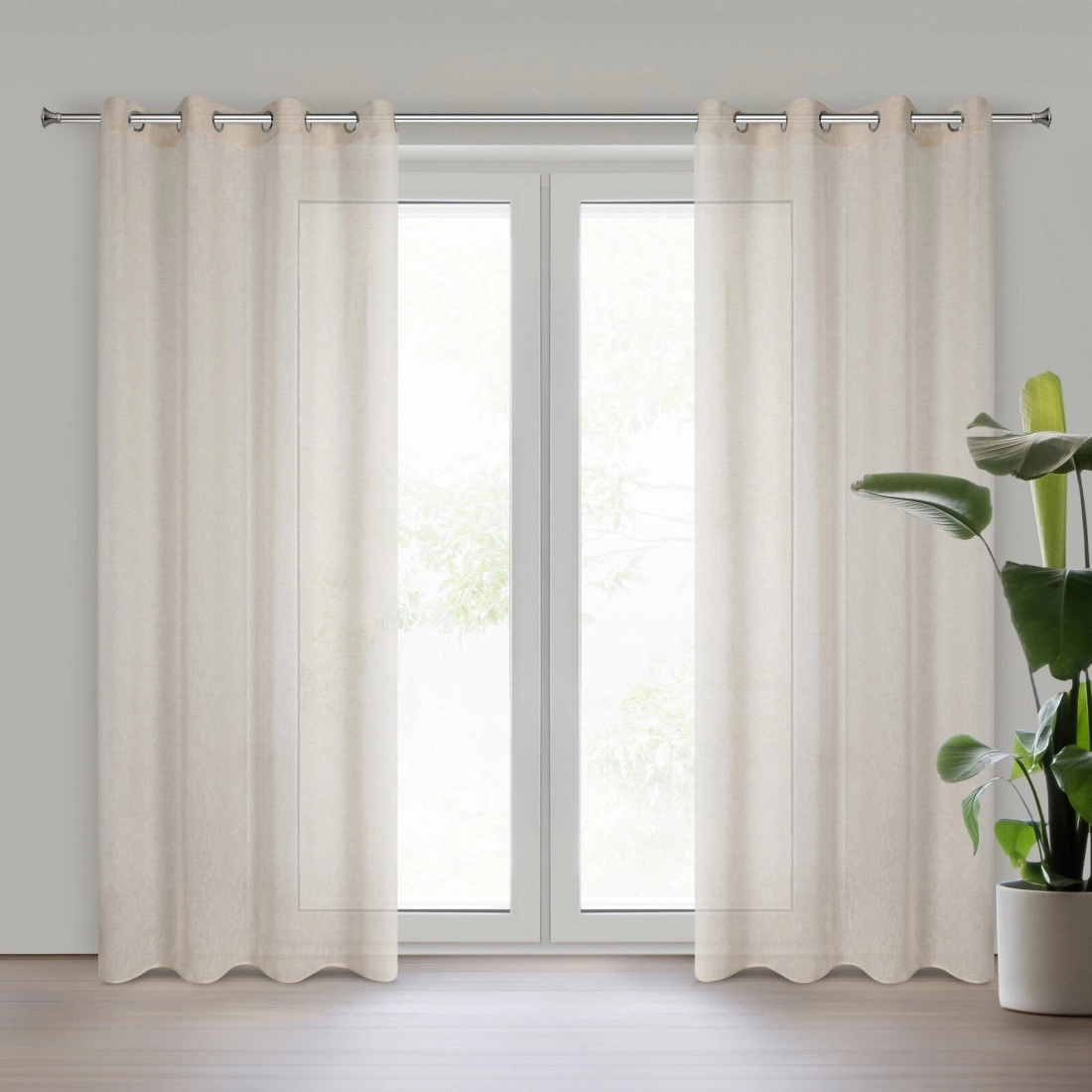 Záves 140x250 cm béžový na kovové krúžky ANGELIKA