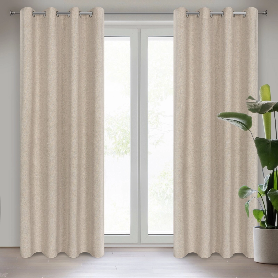 Záves 140x250 cm béžový na kovové krúžky LIDIA