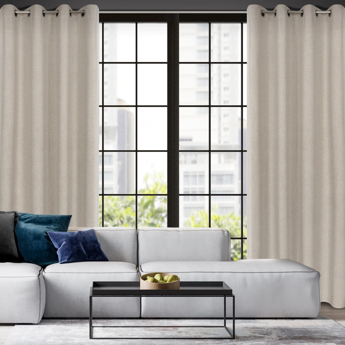 Záves 140x250 cm béžový na kovové krúžky LIDIA