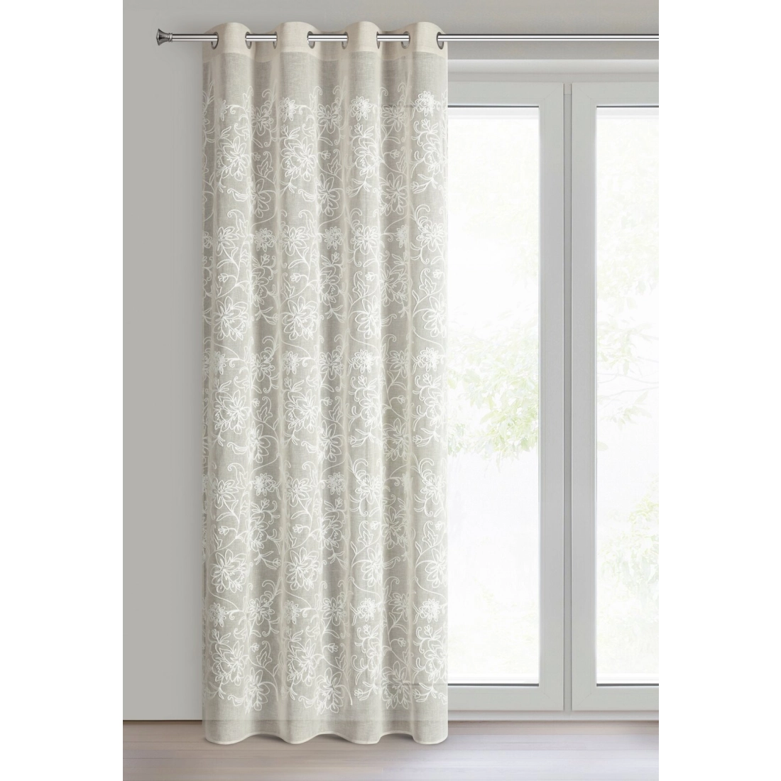 Záves 140x250 cm béžový na kovové krúžky LILY