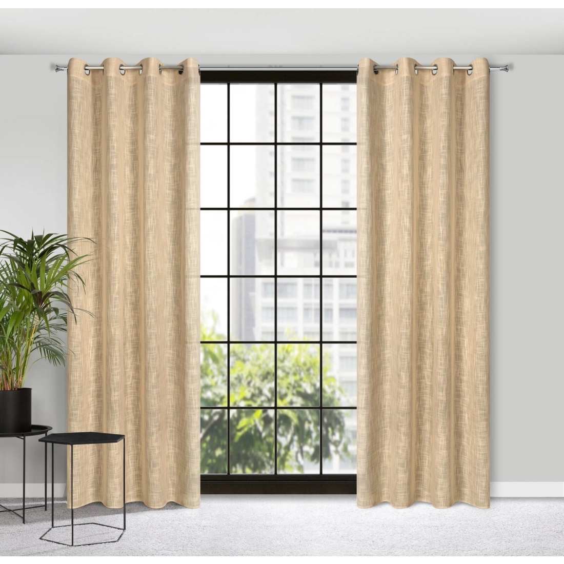 Záves 140x250 cm béžový na kovové krúžky LIREN