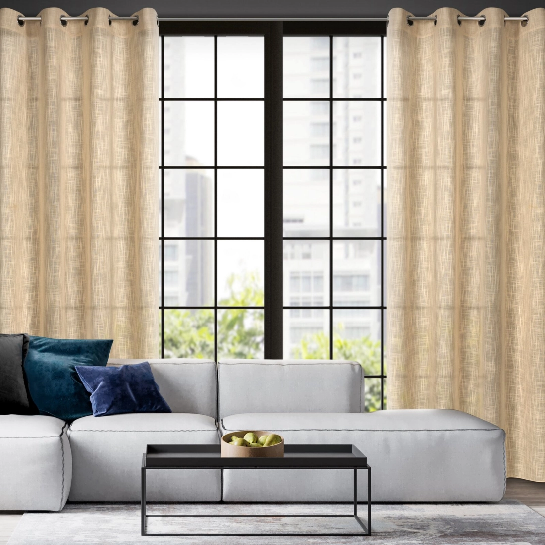 Záves 140x250 cm béžový na kovové krúžky LIREN