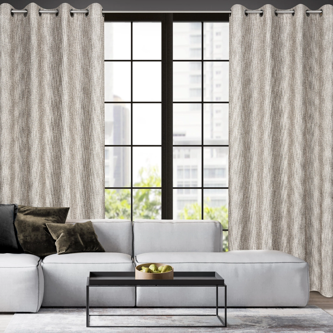 Záves 140x250 cm béžový na kovové krúžky MEGAN