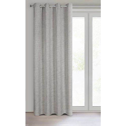 Závěs 140x250 cm béžový s lněnou vazbou na kovové kroužky ROMA