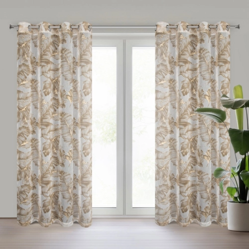 Záves 140x250 cm béžový šampanský na kovové krúžky LAYLA