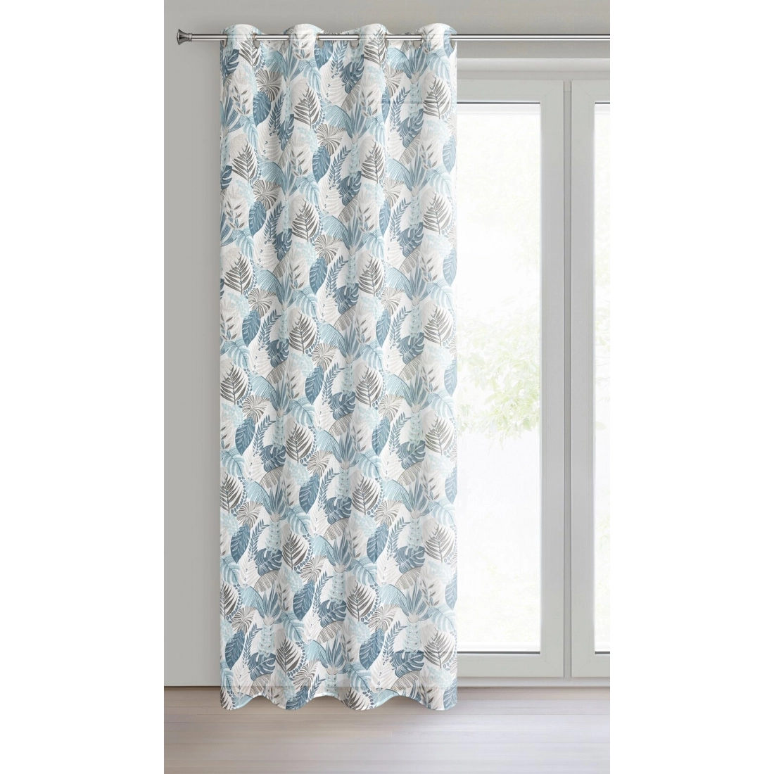 Závěs 140x250 cm bílo-modrý na kovové kroužky AMELA